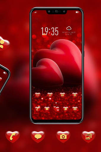 Red shining 3d theme effect love Galaxy M20 screenshot 3