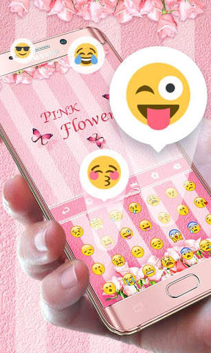 Pink Flowers GO Keyboard Theme स्क्रीनशॉट 4
