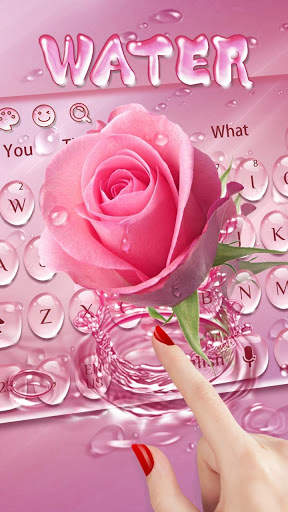 Pink Rose Water Drop Keyboard screenshot 2