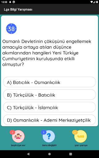 8. Sınıf Bilgi Yarışması & Sohbet Lgs Test Çöz screenshot 12