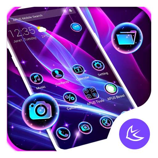 Blue Purple Neon APUS Launcher Theme 63.0.1001