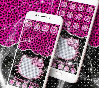 Pink Black Diamond Kitty Leopard Theme screenshot 3