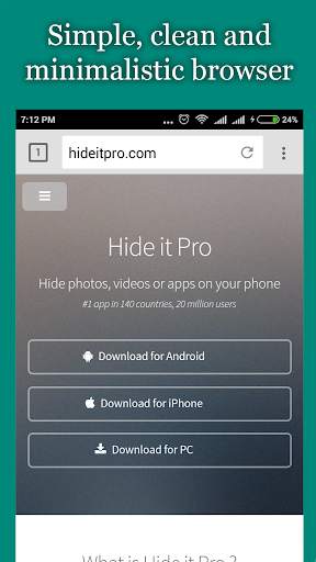 vBrowser for Hide it Pro скриншот 1