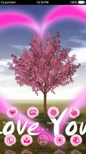 Romantic Sakura Theme Pink Heart screenshot 3