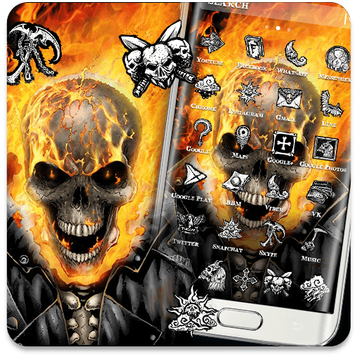 Yellow Fire Skull Theme icon