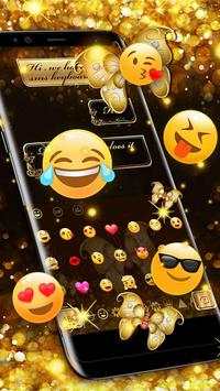 SMS Gold Butterfly Shining Keyboard Theme screenshot 3