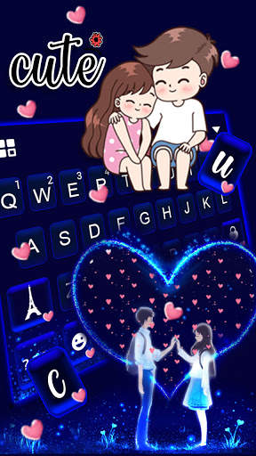 Neon Love Couple Keyboard Background screenshot 2