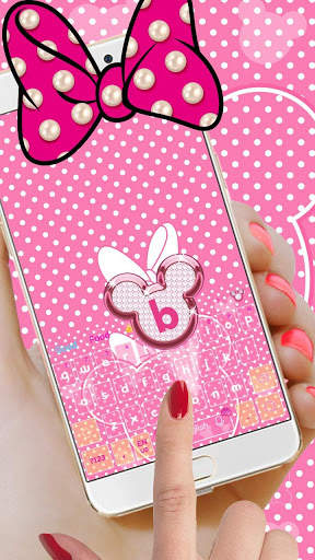 Minny Cute Pink Bowknot Keyboard Theme screenshot 1