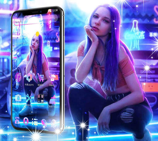 Fancy Neon Trendy Sexy Girl Launcher Theme screenshot 3