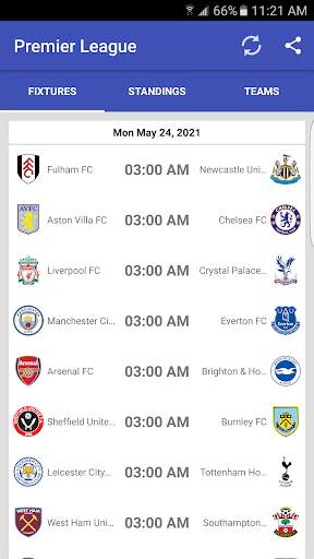 English PL 2021-22 Fixtures screenshot 1
