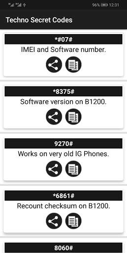 Secret Codes for Techno Mobiles screenshot 2