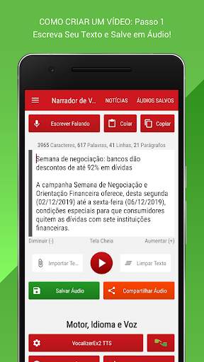 Narrador de Voz     (crie vídeos com texto lidos) screenshot 1