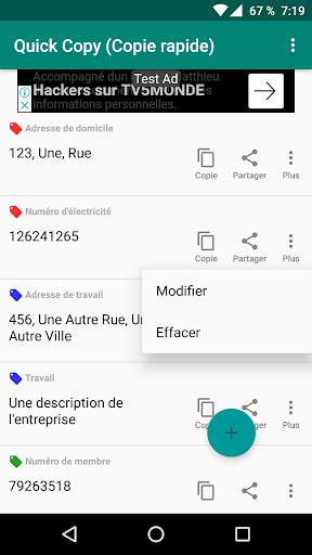 Quick Copy (Copie rapide) : Coller le texte screenshot 3