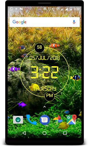 LED Digital Clock with Aquarium live wallpaper screenshot 4