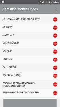 Mobile Codes For Samsung screenshot 1