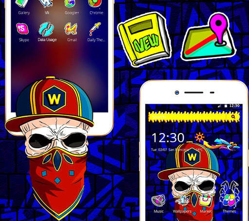 Graffiti Skull Hat Launcher Theme💀 screenshot 3