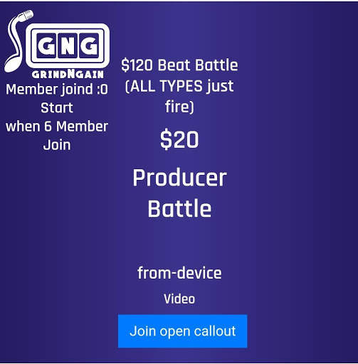 GrindNGain - Song and Beat battles for cash screenshot 1