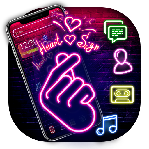 Violet Neon Finger Heart Theme💕 icon