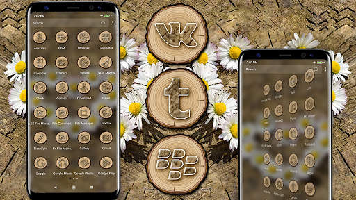 Flower Heart Wooden Launcher Theme screenshot 2