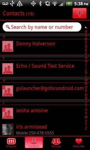 GO Contacts Black & Red Theme screenshot 2