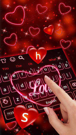 Neon Love Heart Keyboard Theme screenshot 2