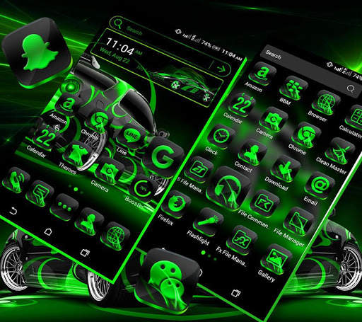 Neon Green Car Launcher Theme screenshot 3