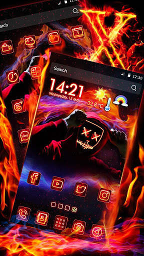 Neon, Fire, Mask Theme & Live Wallpaper screenshot 2