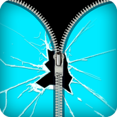 fake broken screen zipper lock icon