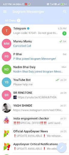 Biogram lite Messenger video call text sms screenshot 1