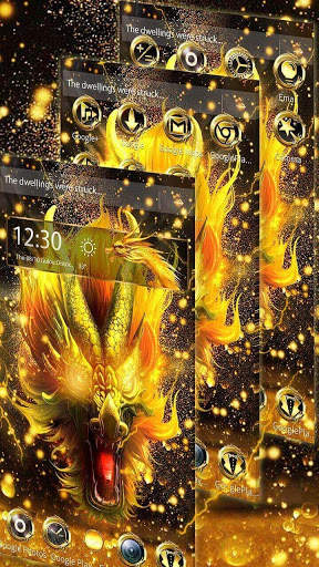 3D gold fire dragon theme screenshot 3