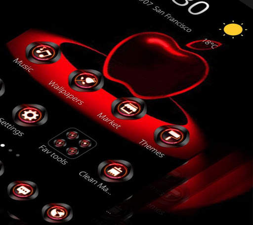 Red Neon Apple Dark Theme screenshot 2