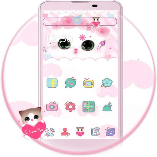 Cute Kitty theme – pink rose kitty 1.2