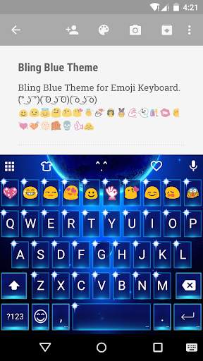 Bling Blue Emoji Keyboard Skin screenshot 1