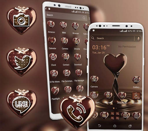 Chocolate Love Heart Launcher Theme screenshot 1