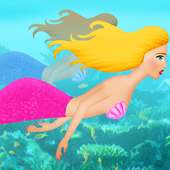 mermaid swimming race game logo