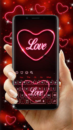Neon Love Heart Keyboard Theme screenshot 1
