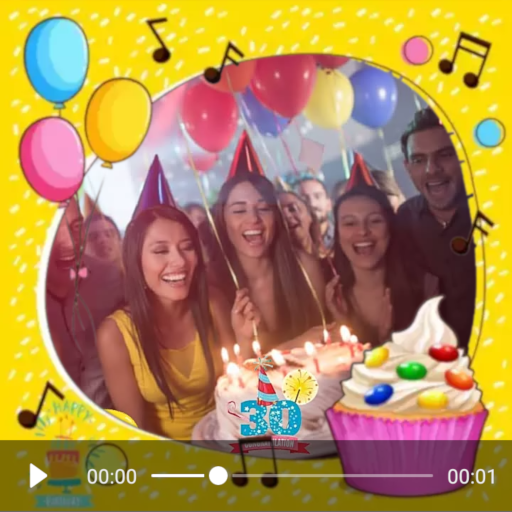 Vídeo de feliz aniversário com foto 🎈 icon