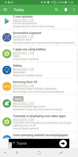 Notification History screenshot 1