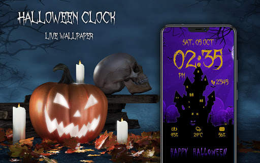 Halloween Spooky Digital Clock Live Wallpaper screenshot 3