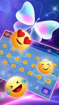 Neon Sparkle Butterfly Keyboard Theme screenshot 3