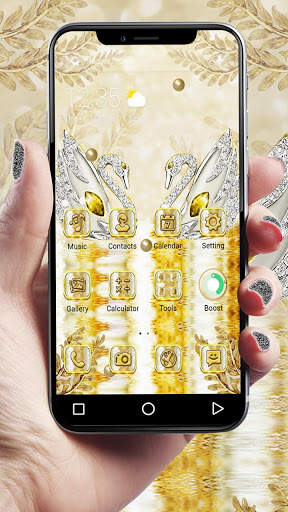Golden Luxury Diamond Swan Theme screenshot 1