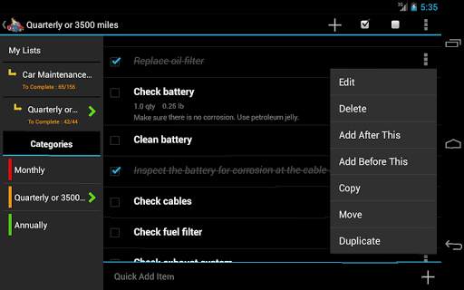 Car Maintenance List FREE स्क्रीनशॉट 2