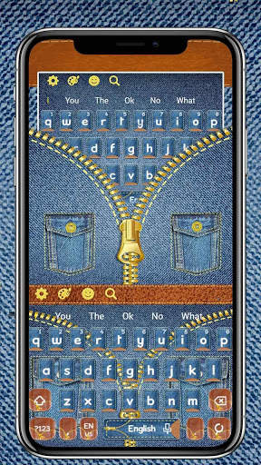 Jeans Gold Zipper Keyboard Themes screenshot 2