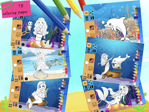 Mermaid coloring pages screenshot 10