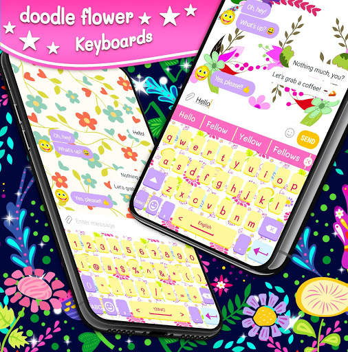 Doodle Flowers Keyboard 🌼 Pink Spring Theme screenshot 1