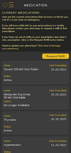 EPIC Health Application screenshot 2