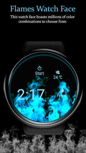 Flames Watch Face - Wear OS Smartwatch - Animated screenshot 3
