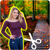 Cut paste photo editor for natural background icon