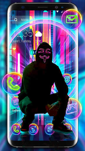 Neon Mask Cool Man APUS Launcher Theme screenshot 1