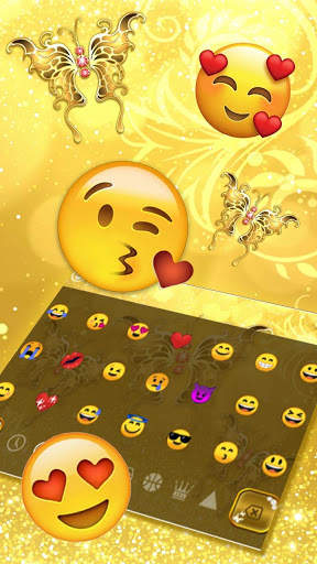 Golden Glitter Butterfly Keyboard Theme screenshot 3